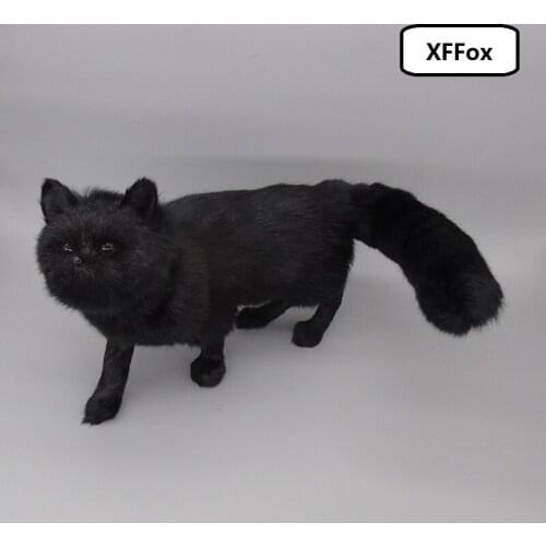 Big real life black fox model plastic&furs simulation creative standing fox doll gift about 55x23cm xf1810