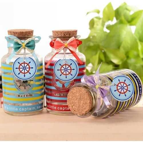Colorful Stripe Glass Wishing Bottle Vials Jars with Cork Stopper Message Vial Jars Glass Weddings Wish Bottle