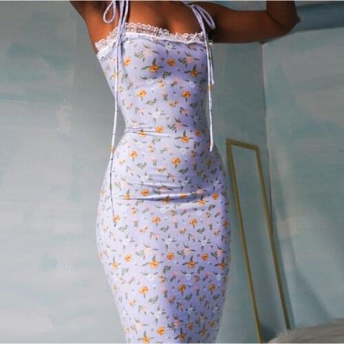 Floral Print Elegant Sleeveless Maxi Sundress Sexy Backless Women Dresses Party Club Lace Front Dress Holiday vestido de mujer