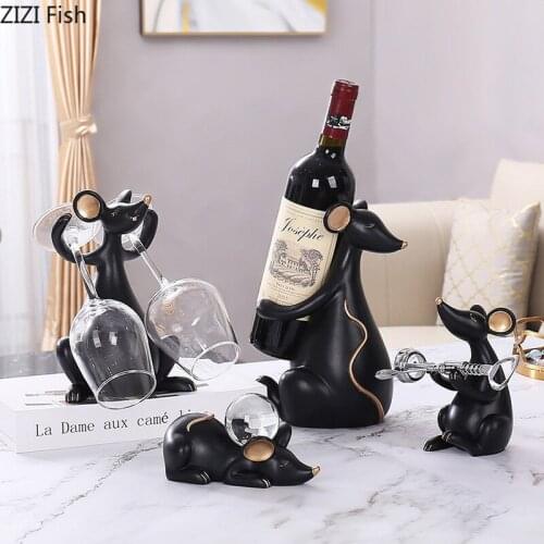 European Resin Lucky Rat Wine Cabinet Decoration Creative Wine Rack Desktop Accessories Gift Home Decoration Accessories Modern