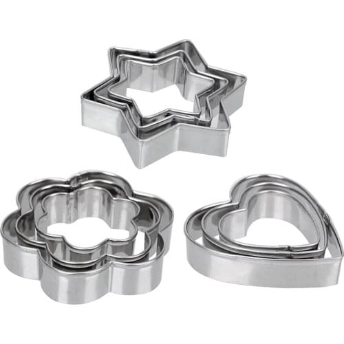 HILIFE Baking Mould Baking Mould Egg Mould Stainless Steel Cookie Cutter Biscuit DIY Mold Star Heart Flower Cutter 3pcs/set