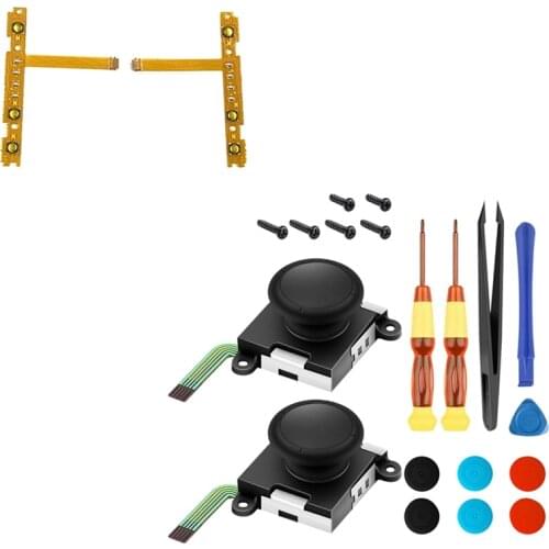 Flex Cable For Nintendo NS Switch Joy-Con Left Right Button Key Flex Cable SL+SR & Two Pack Analog 3D Joy Con Joystick
