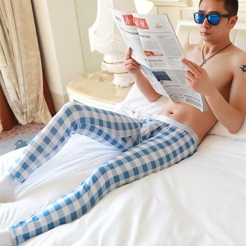 Men long johns underwear winter Long Johns underpants cotton plaid men thermal underwear leggings s