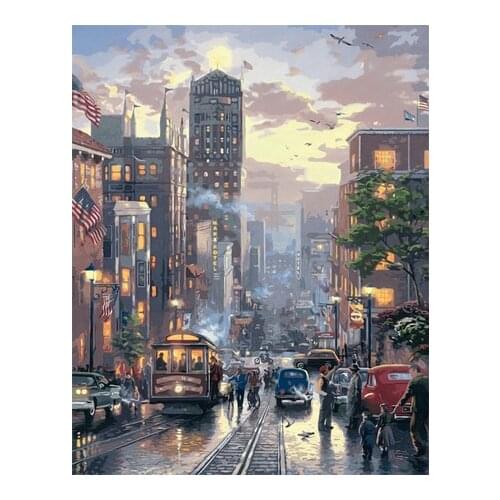 GATYZTORY new York city landscape painting by numbers DIY frame oil HandPainted coloring by numbers on canvas for wall art paint