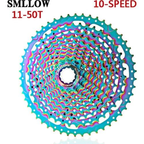 SMLLOW MTB Cassette 10 Speed 11-50T Mountain Bicycle Freewheel Bicycle Sprocket Rainbow Color Flywheel Bicycle Parts Accessories
