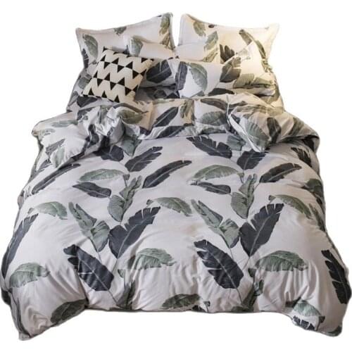Leaves Beddingset 4PCS Duvet Cover Flat Sheet Pillow Cover Bedding Set For Adults Home Housewear