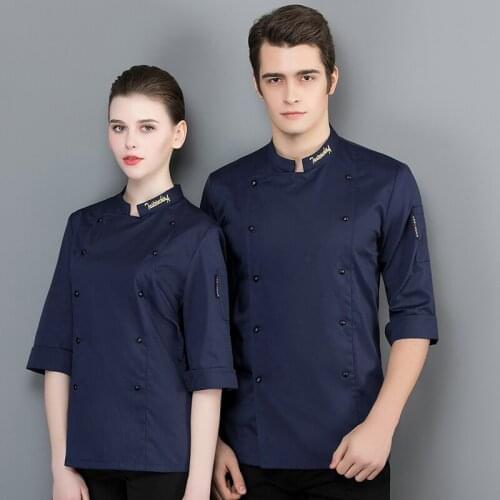 Catering Restaurant Kitchen Jacket Men and Women Master Chef Uniform Bakery Canteen Cook Coat Seven Quarter Sleeve Work Wear
