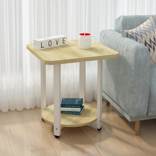 Simple modern creative sofa side mini square bedroom table wrought iron apartment coffee table bedside table cabinet