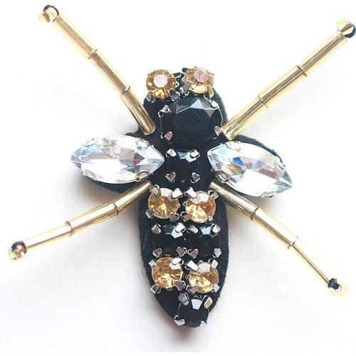 Mini Rhinestone Bee Beaded Patch for Clothing Sewing on Craft Patch Beading Applique Shoes Bags DIY Decoration Patch