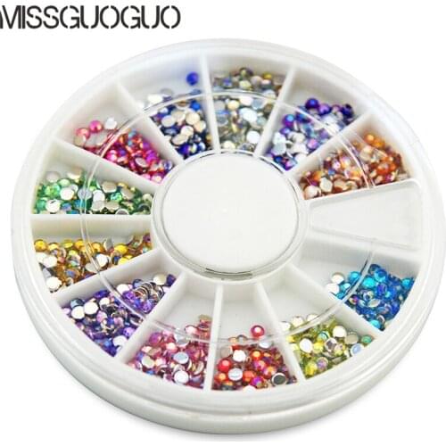 MISSGUOGUO AB Crystal Clear AB Rhinestone Nail in 12 Color Colorful Shinning Nail Art Accessories for Decoration
