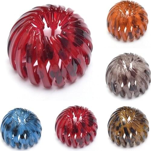 Fashion Womens Bird Nest Expanding Crystal Tail Hair Bun Holder Clips Claw Pins Hairdresser