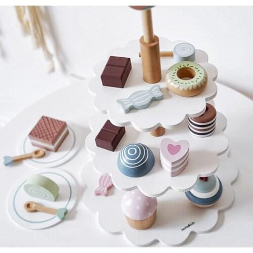 Baby Wooden Pretend Play Sets Simulation Cake Ice Cream Kit Game Wood Toys Early Educational Toys Kitchen Role Kids Puzzle Gifts