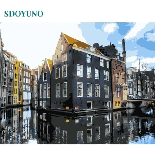 SDOYUNO Oil Paint By Numbers Kits Landscape Painting By Numbers On Canvas Frameless 60x75cm Hand Painting DIY Home Decor