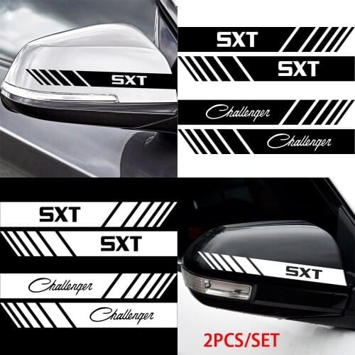 2pcs Car Stickers Rearview Mirror Decals Reflective Strip Tape For Dodge SXT Challenger RAM Charger SRT Auto styling Accessories