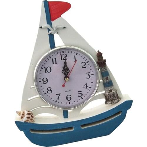 Mediterranean Style Desktop Clock Clock Decorative Ornament For Living Room