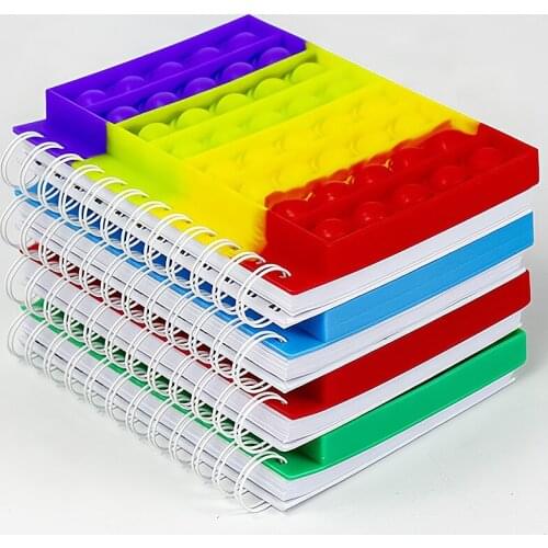 Cheap Silicone Cover Spiral Cuadernos Escolares Reliver Stress Rainbow Push Bubble Antistress Fidget Notebook To Relieve Autism