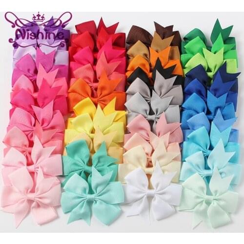 Nishine 40pcs/lot Cute Ribbon Bows Clips Hairpin Girls Bows Boutique Kids Chidlren Headwear Gift Set Hair Accessories