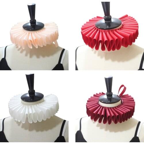 New Womens Victorian Renaissance Ruffled Neck Collar Satin Clown Cosplay Choker