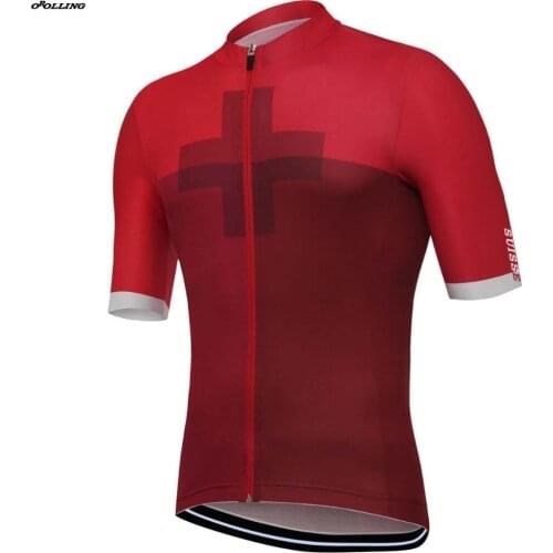 New Red 2018 SUISSE Switzerland Team Pro Cycling Jersey Customized Road Mountain Race Top Classical OROLLING