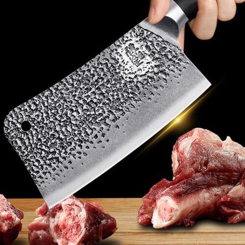Hand forged slicing knife kitchen knife sharp chopping knife meat cleaver chef special knife Tang knife 5CR15MOV steel