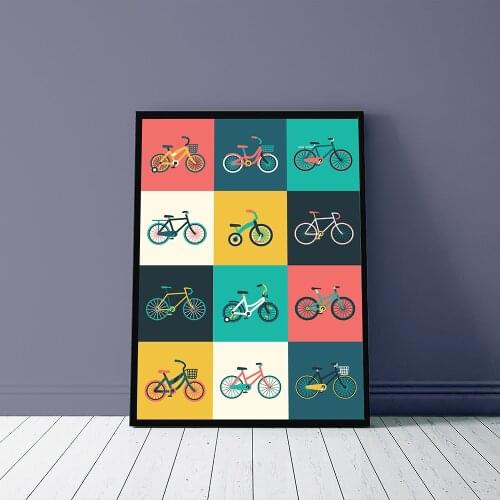 Bicycle Lover Gift for Cyclist Canvas Painting Minimalist Cycling Poster Print Bike Wall Art Pictures for Living Room Decoration