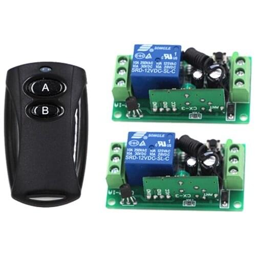 High Quality Black Color DC9V 12V Radio Remote Control Switch 2 Receiver with 1 Transmitter Remote Controller 315MHZ