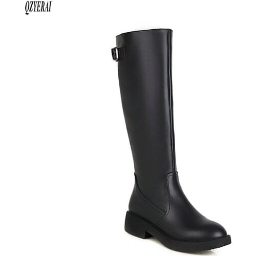QZYERAI black silver The knee boots Female boots fashion Womens boots Autumn and winter The knight Womens shoes Size 34-43