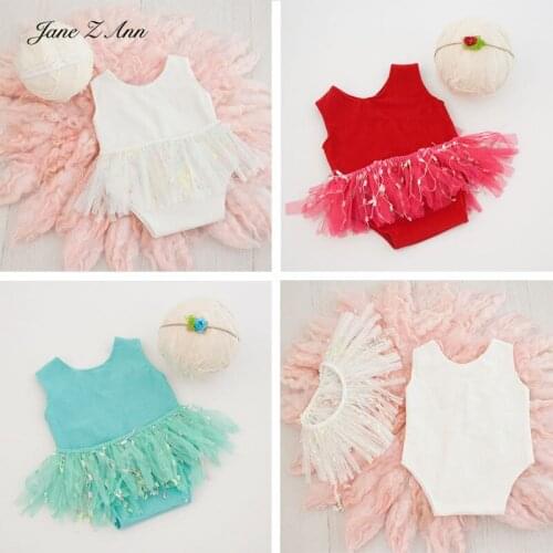 Rainbow lace dress headdress three-piece set baby newborn photography props studio shooting clothing