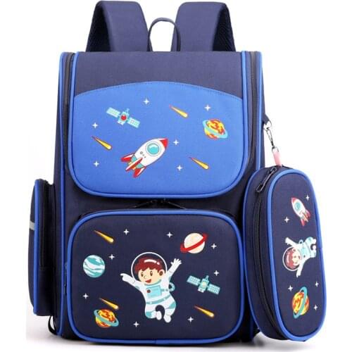 New Children Orthopedics Backpacks Kids Space Rocket 3D Stereo School Bag Fashion Girls Cute Printing Oxford Waterproof Bookbag