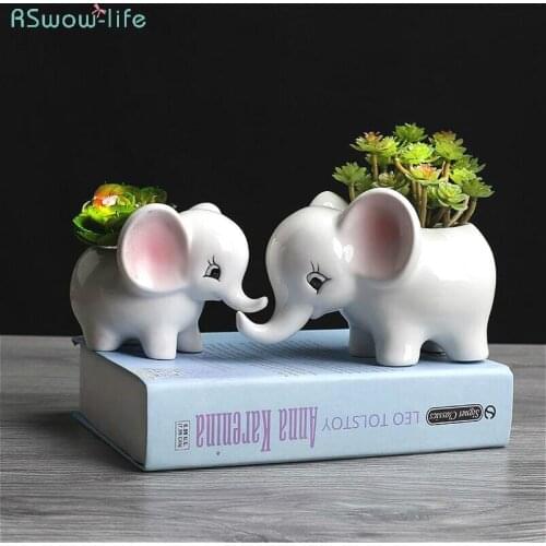 Outdoor Horticulture Creative Fleshy Flower Pot Elephant Ceramic Flower Pot Desktop Potted Ornaments Plants Ceramic Plant Pots