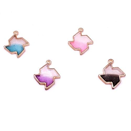 10pcs/lot Gradient Pearlescent Color Zinc Alloy Charms Jewelry Accessories Headwear Earrings Pendant Enamel Charms 19*23mm