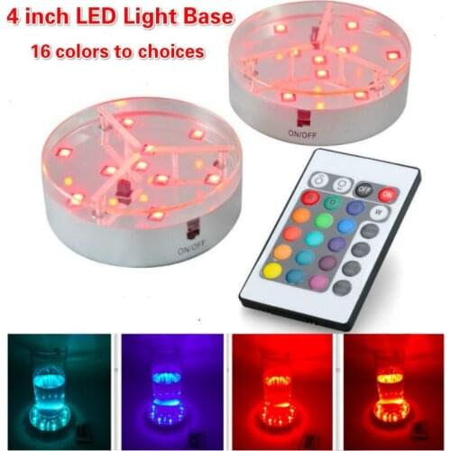 10CM Diameter Remote Controlled Multicolors RGB Mini LED Light Base for Lighting Up Vases Wedding Party Decorations