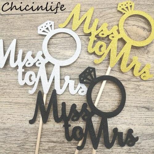 Chicinlife 10Pcs Miss To Mrs Cupcake Topper Bachelorette Party Bridal Shower Wedding Engagement Bride Cake Decoration Supplies