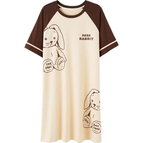 ATOXY Knitted Cotton Womens Sleep Lounge Dress Big Girls Cute Sleepwear Nightgdress Sleepshirts Nightwear Shirts Homewear