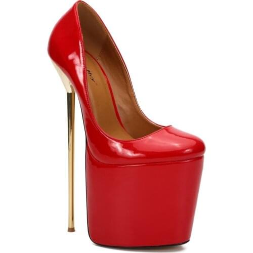 22CM Thin High Heels Shoes Women PU Slip On Round Toe waterproof Classics fashion Dress Party Wedding shoes for women heels red