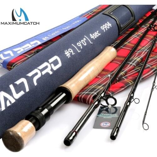Maximumcatch Saltpro 8-12WT 9FT 4SEC Saltwater Fly Fishing Rod 30T+40T SK Carbon Fast Action Fly Rod with Cordura Rod Case