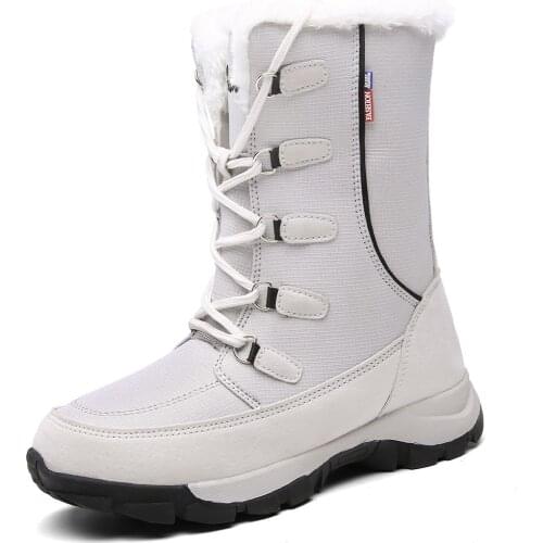 Womens Cotton Boots Snow Boots Winter High-top Plush Warmth Waterproof Non-slip Outdoor Sports Shoes 42 Ski Wear-resistant Boot
