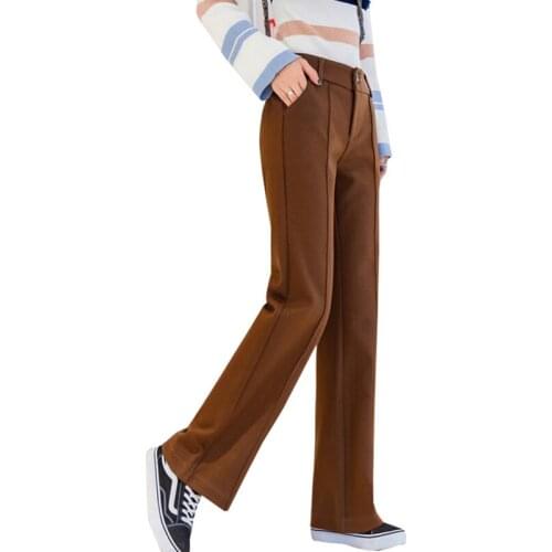 Women Trousers Autumn Winter New Straight Pants Women Loose High Waist Wool Wide Leg Pants Casual Trousers Female Clothing Y260