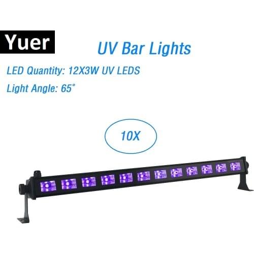 10 Units 12X3W Wall Washer Light LED UV Stage Lights Bar Black Party Club Disco Lights For Christmas Indoor Stage Effect Lights