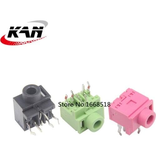 10Pcs 3.5mm 0357-5P Female Audio Connector PJ317 5Pin DIP Headphone Jack Socket PJ-317 pink green blue black