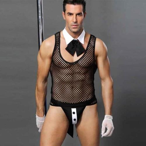 3 pcs Sexy Mens Maid Costume Bunny Cosplay Hot Erotic Lingerie Costumes Rabbit Role Play Men Halloween Costumes Maid Uniforms