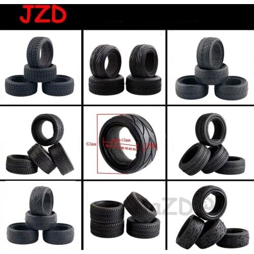 4PCS High Quality Black 63*26mm Rubber Tyre for 1:10 4WD RC On Road Touring Car Traxxas Tamiya HSP HPI Kyosho 1/10 Tires Parts
