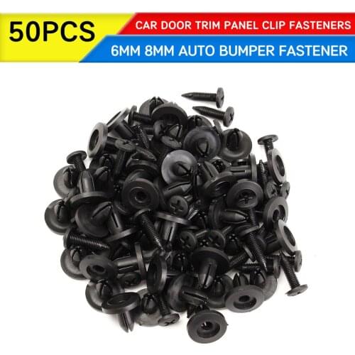 6mm/8mm 50Pcs Auto Bumper Fastener 6mm Hole Rivet Panel Clip Fasteners for Toyota Retainer Push Engine Cover Car Door Trim