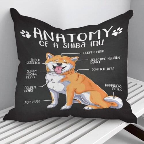 Anatomy of a Shiba Inu Throw Pillows Cushion Cover On Sofa Home Decor 45*45cm 40*40cm Gift Pillowcase Cojines Dropshipping
