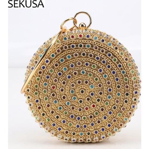 Beaded Acrylic Women Evening Bags Ball Design Party Handbags With Handle Diamonds Small Day Clutch Circular Purse