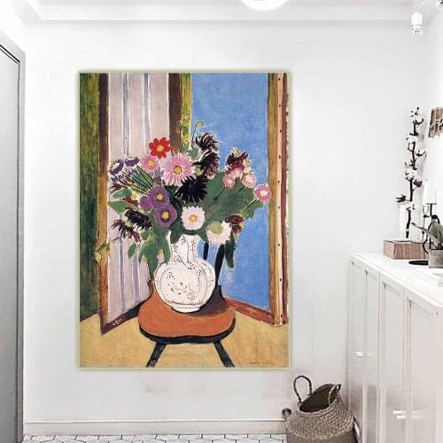 Citon Henri Matisse《Flowers》Canvas Art Oil Painting Artwork Poster Picture Wall Decor Home Living room Decoration