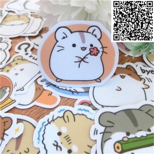 40 pcs Mini Hamster Waterproof Cap Creative Sticker For Album decoration Luggage Phone Styling Home Toy cartoon Stickers