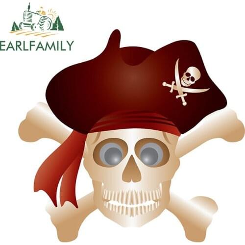 EARLFAMILY 13cm x 12.5cm For Pirate Bandana Skull Vinyl Car Stickers Cartoon Graphics Decal Personality Sticker for VAN ATV SUV