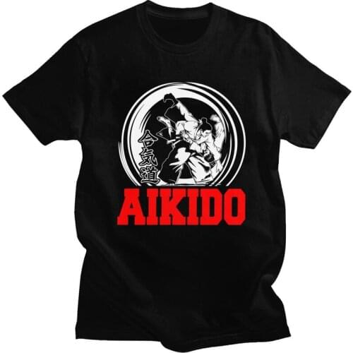 Aikido Japanese Martial Arts Shinai Kendo T Shirt for Men Cotton Tshirt Unique Tees Short Sleeve Samurai Spirit T-shirt Clothing