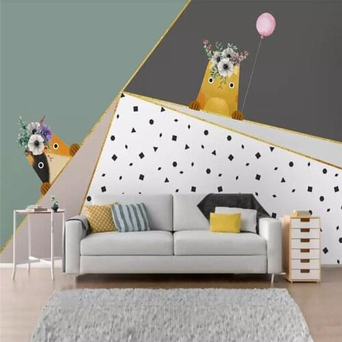 Geometric animal childrens room professional production mural factory wholesale wallpaper custom poster photo wall